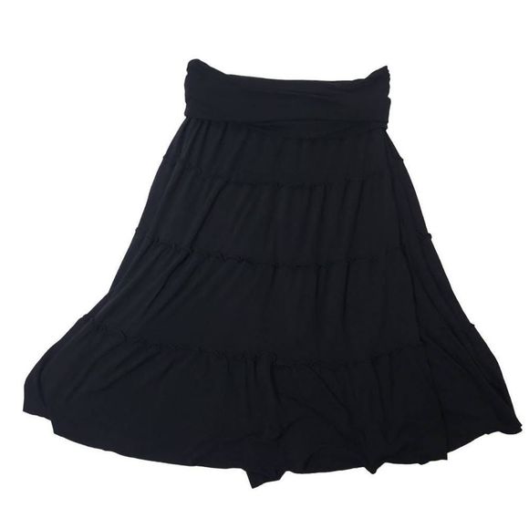 INC International Concepts Ladies Size Large Black Foldover Waist Skirt - Picture 1 of 3